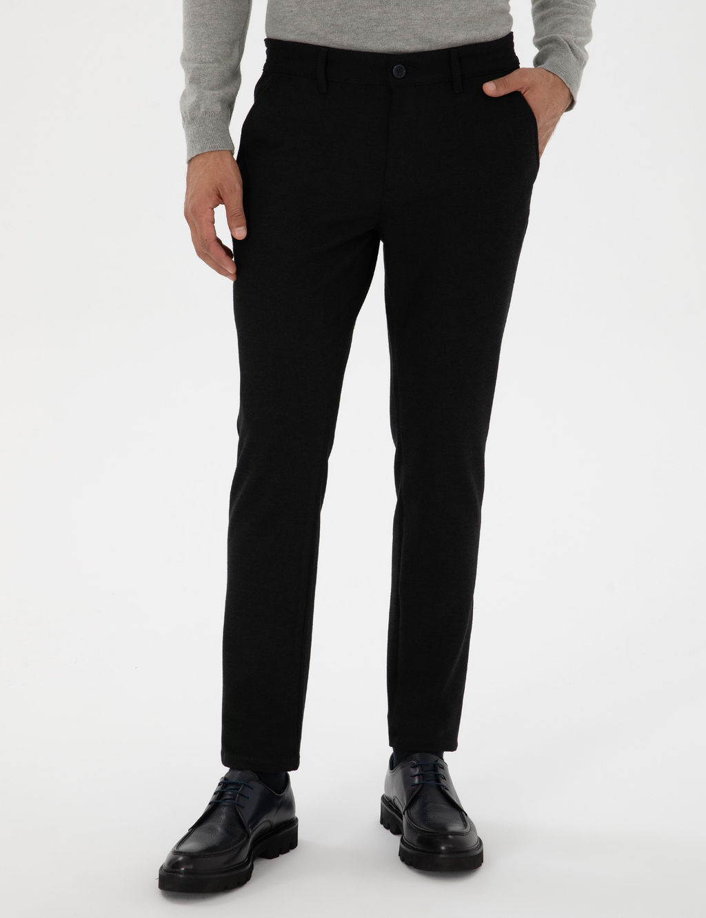 Lacivert Slim Fit Kanvas Pantolon