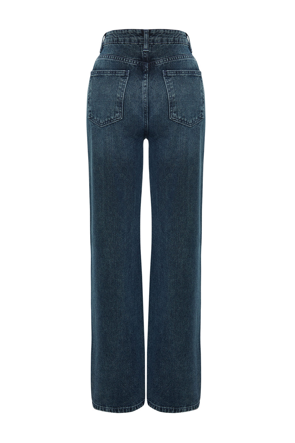 TRENDYOLMILLA Koyu Mavi Soluk Efekt Vintage Yuksek Bel Wide Leg Jeans TWOSS24JE00080 фото 8