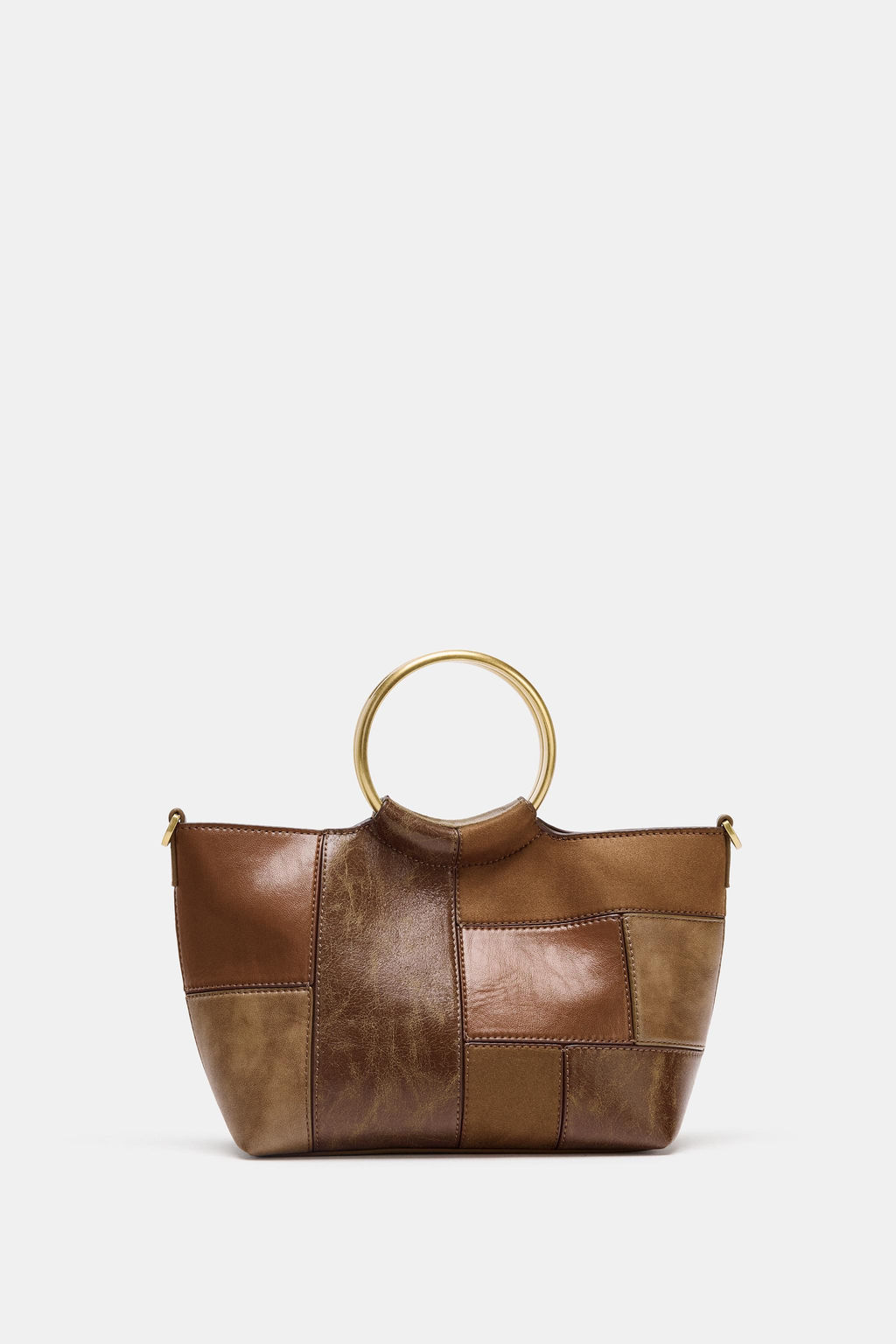 PATCHWORK MINI BUCKET BAG WITH RIGID HANDLES - Zara фото 7