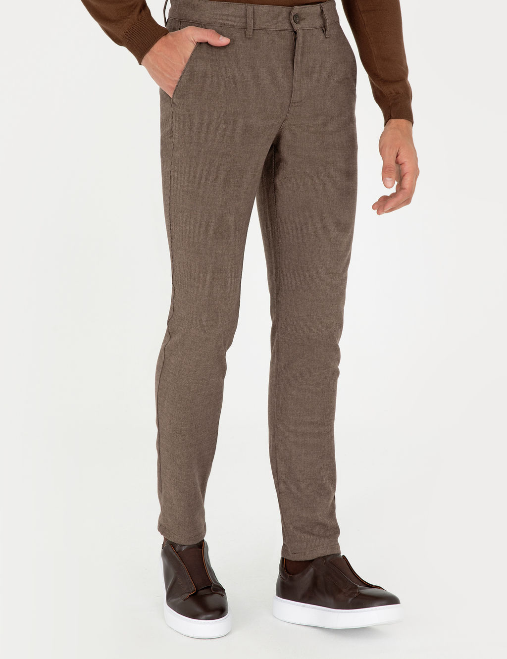 Kahverengi Slim Fit Kanvas Pantolon