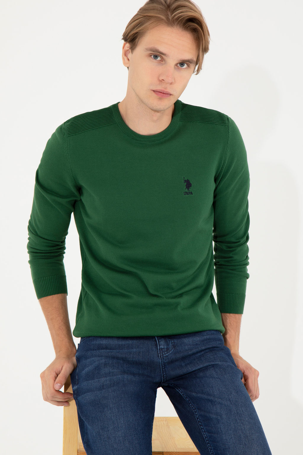 Мужской зеленый базовый свитер Неожиданная скидка в корзине - U.s. polo assn фото 14