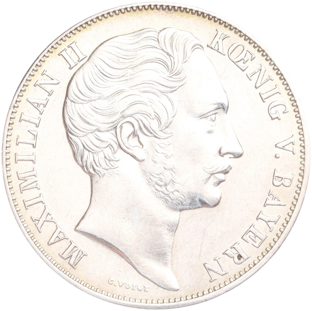 Монета 1 талер 1855 года Бавария Реставрация Колонны Мадонны в Мюнхене