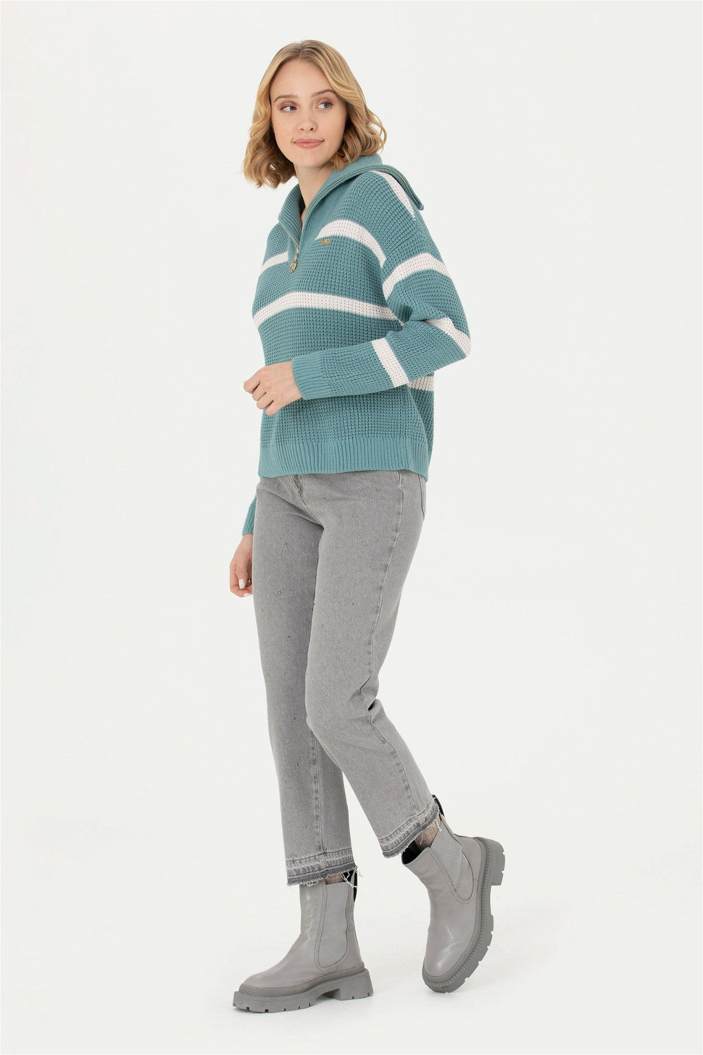 U. S. Polo Assn Женский мятный свитер с v-образным вырезом - U.s. polo assn фото 11