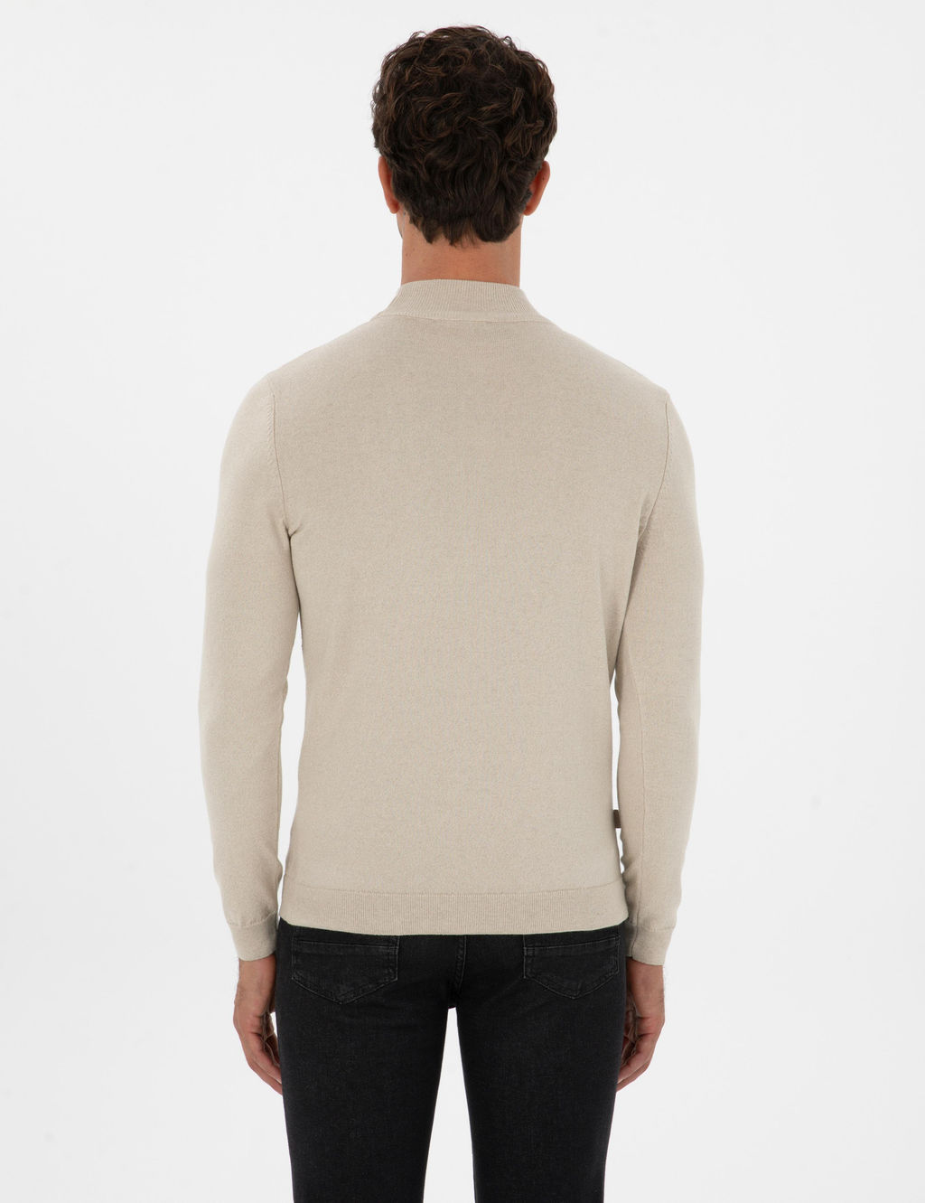 Kum Melanj Slim Fit Yar_m Bal_k__ Yaka Triko Kazak - Pierre cardin фото 5