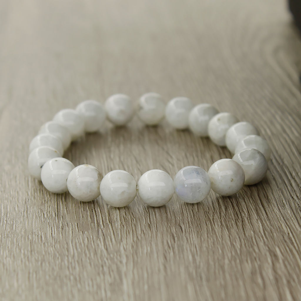 Браслет "Классика" лунный камень натуральный, круглые 10мм