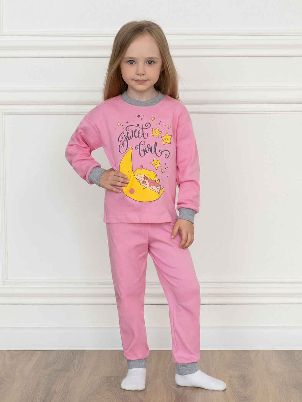 Пижама детская розовая принт девочка