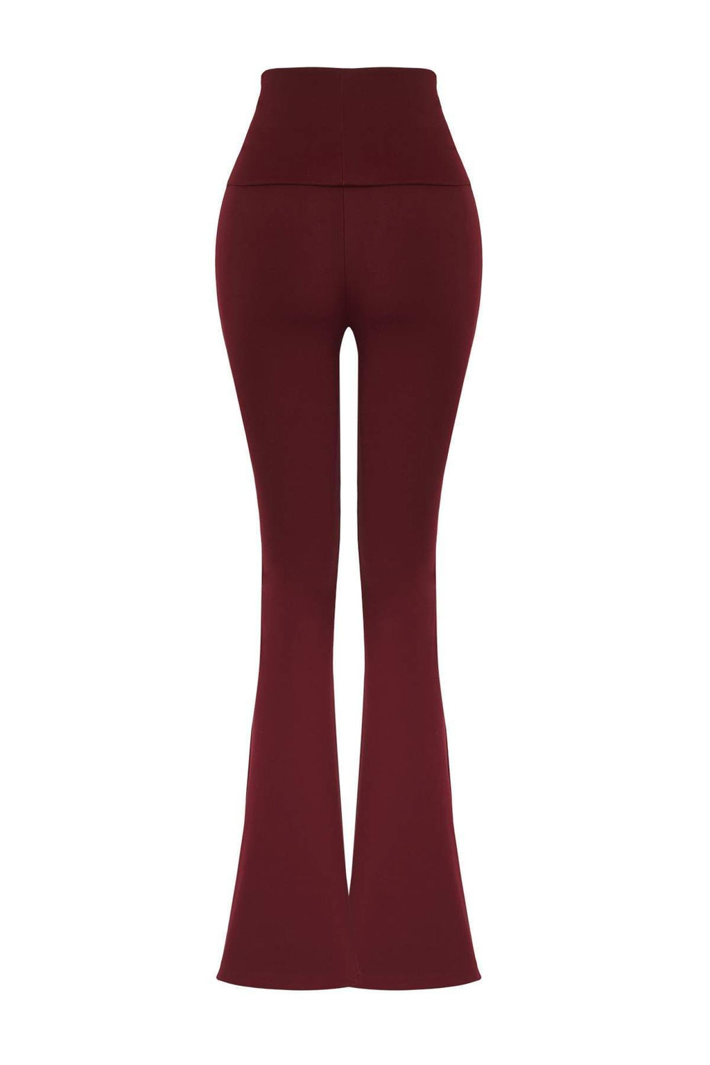 Bordo F?rcal? Soft Kumas Bel Katlama Detayl? Flare/Ispanyol Paca Yoga Orme Spor Tayt THMAW26TY00001