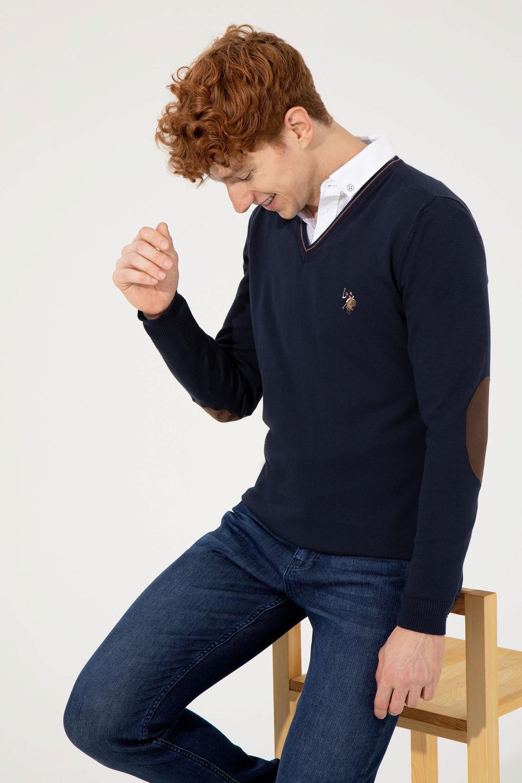 U. S. Polo Assn Мужской темно-синий базовый свитер - U.s. polo assn фото 3