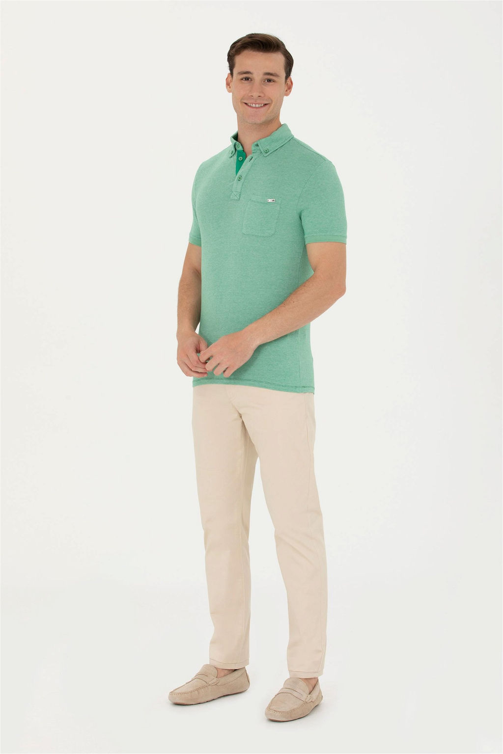 U. S. Polo Assn Мужская зеленая футболка с воротником-поло - U.s. polo assn фото 5