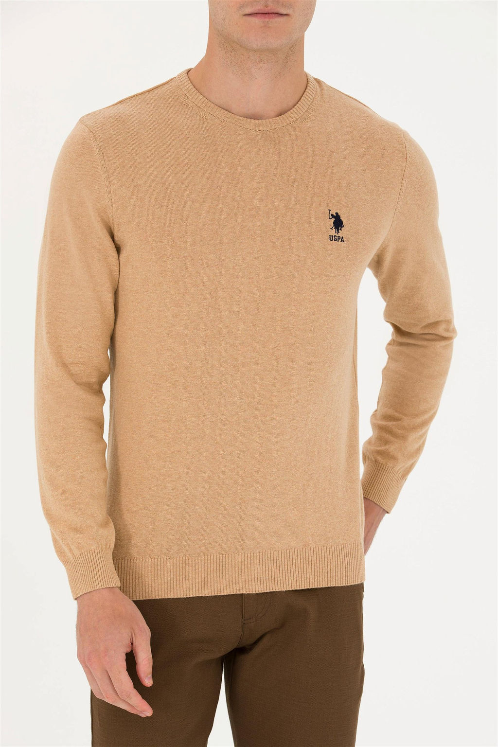 U. S. Polo Assn Мужской базовый свитер песочного меланжа - U.s. polo assn фото 12