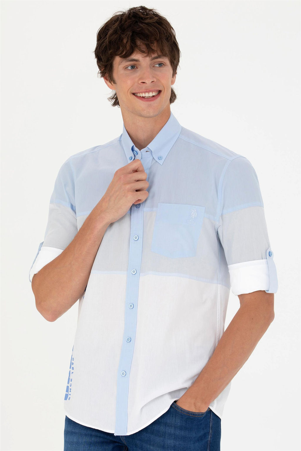 U. S. Polo Assn Мужская синяя рубашка с длинным рукавом - U.s. polo assn фото 10