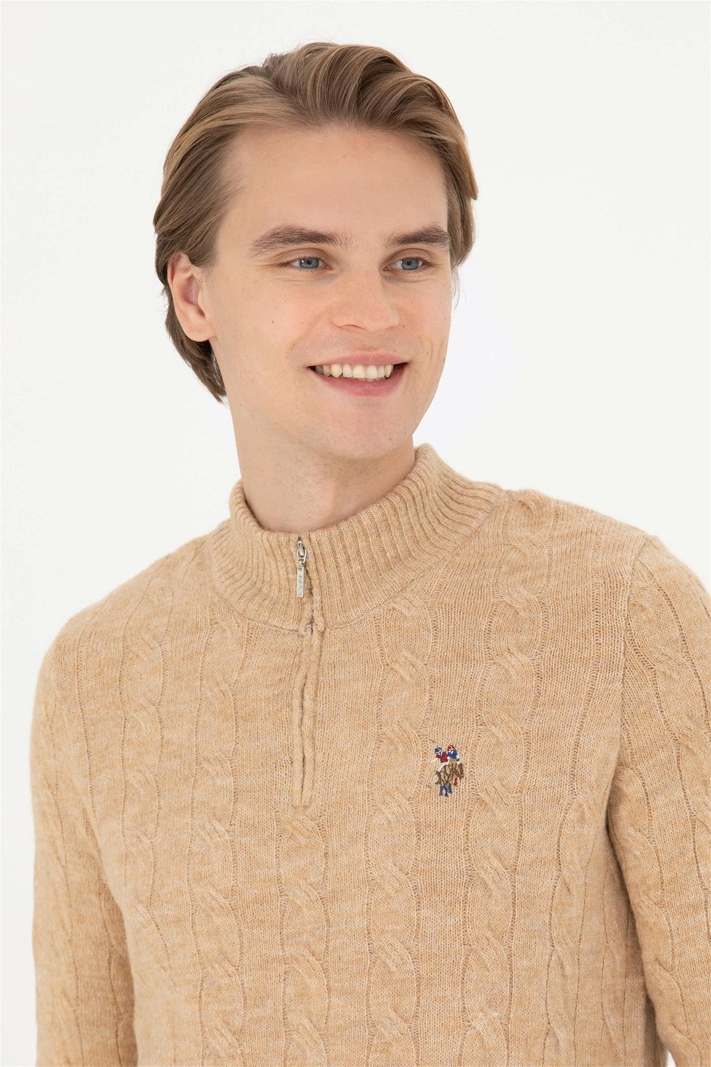 Мужской свитер песочного меланжа - U.s. polo assn фото 2
