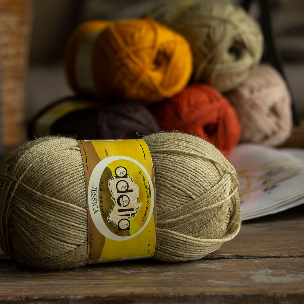 Пряжа ADELIA JESSICA 67% шерсть, 33% полиэстер 5 шт. х 100 г 260 м  10 м