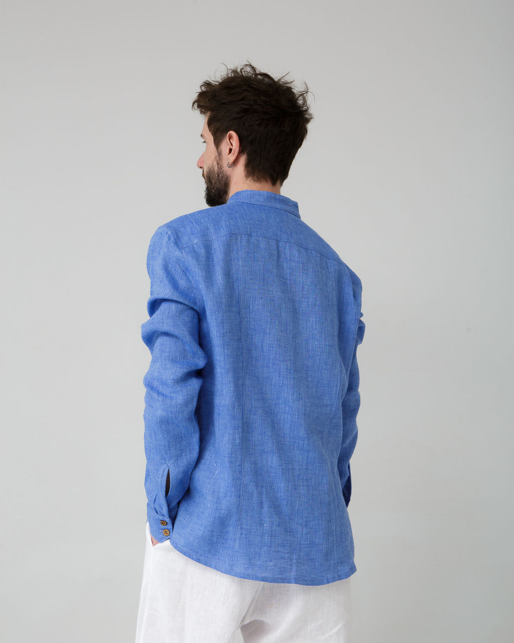 Рубашка льняная меланж 26009