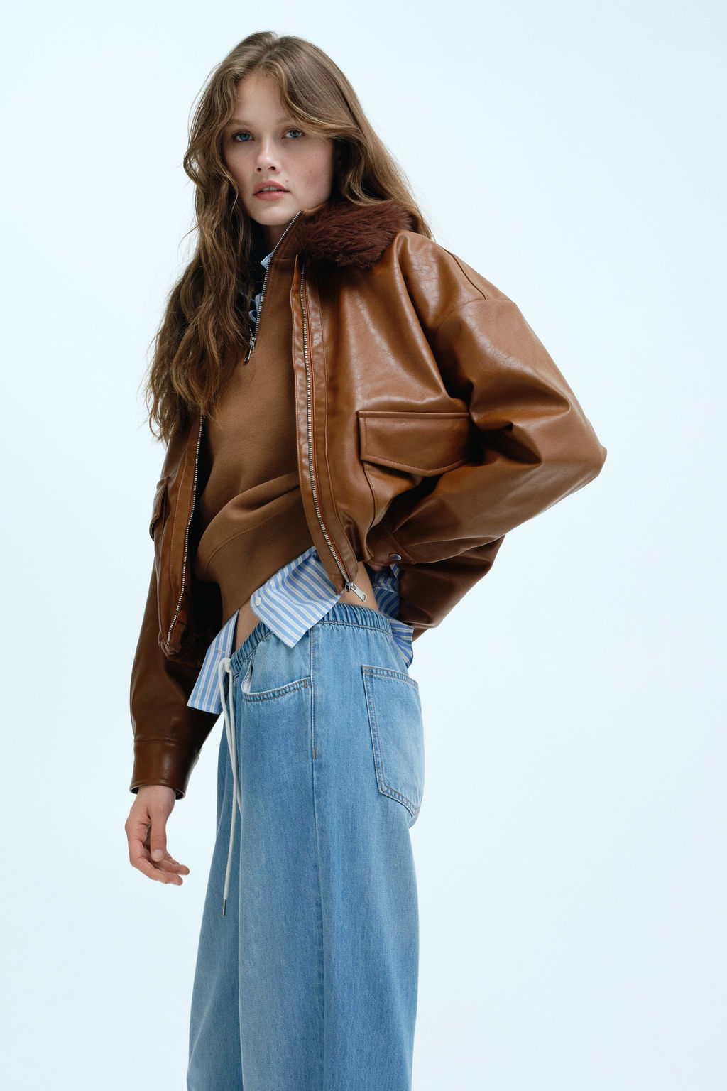 Pantal?n denim con cord?n de ajuste - H&m фото 5
