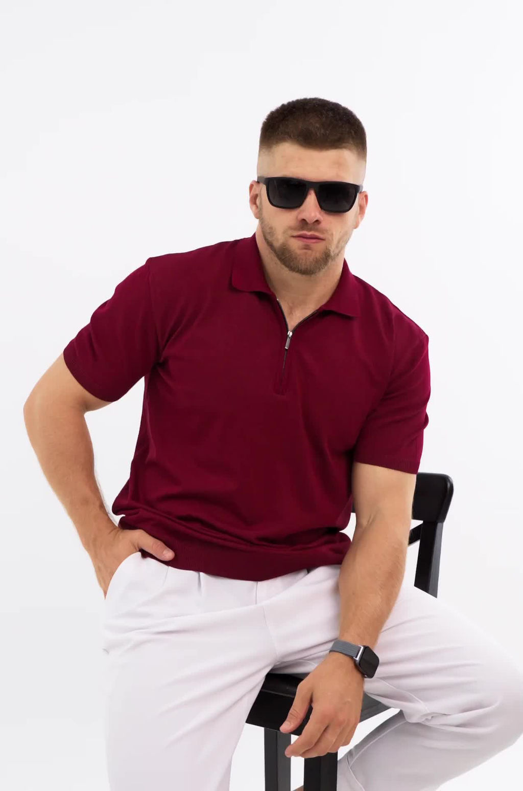 Мужская футболка-поло из вязаного трикотажа Happyfox