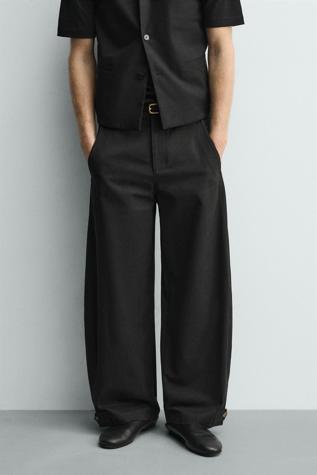 PANTAL?N RELAXED FIT BAJO AJUSTABLE / Negro - Zara фото 2