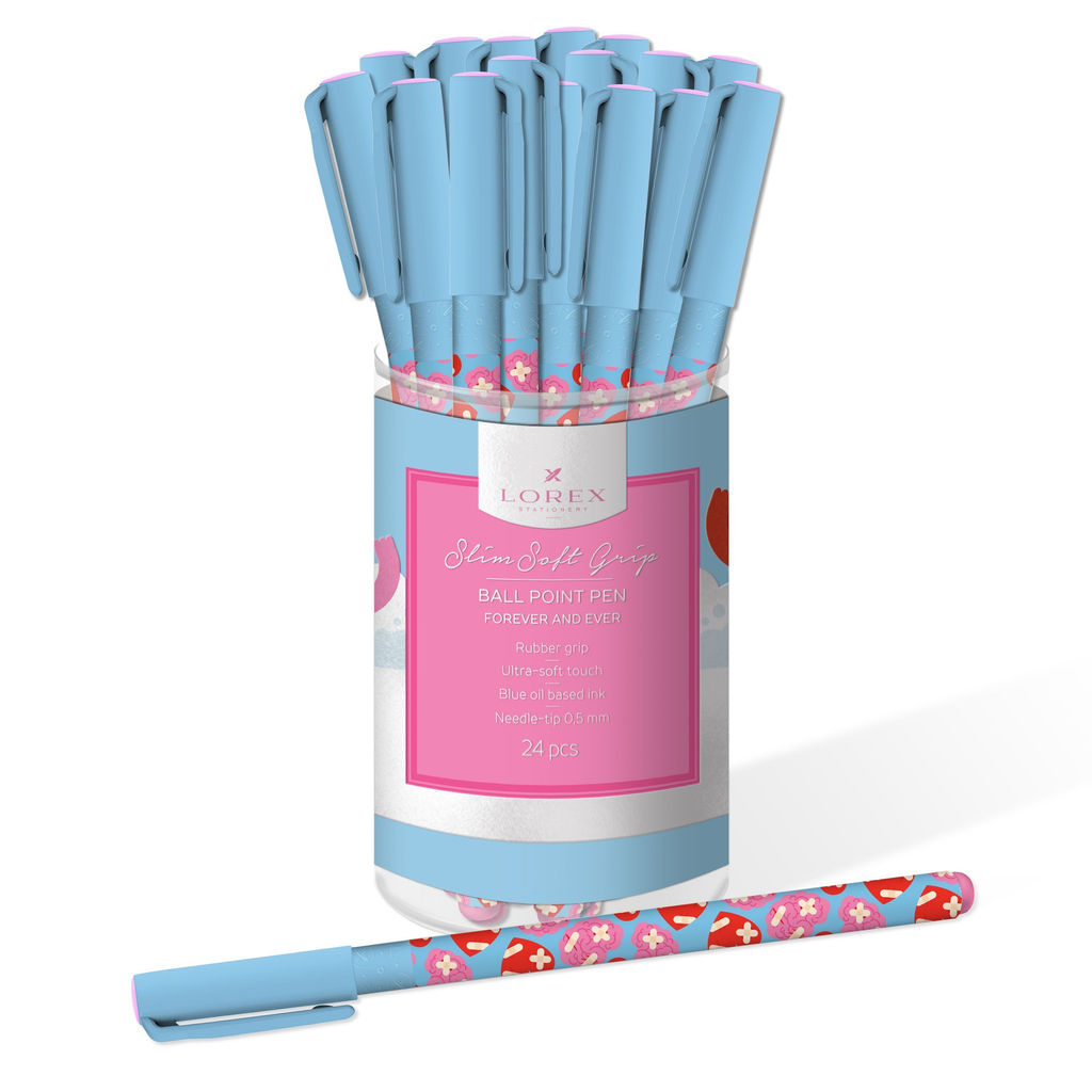 Цена за 2 шт. Ручка шариковая на масляной основе LOREX FOREVER AND EVER Slim Soft Grip синяя 0,5 мм, с д...