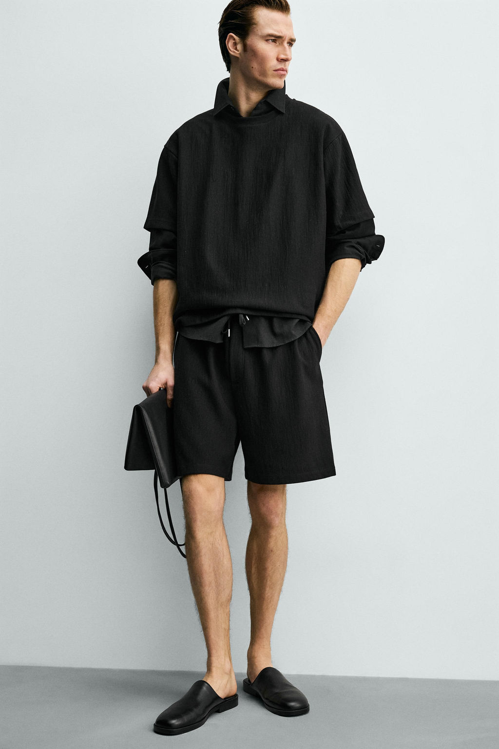 CAMISETA RELAXED FIT ESTRUCTURA / Negro - Zara фото 5