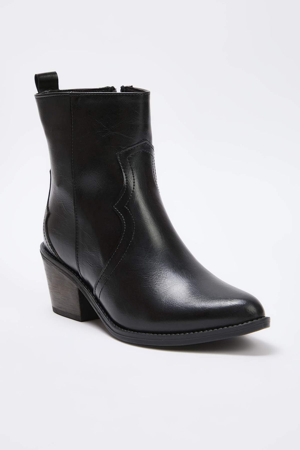 Siyah Dokulu Kad?n 5 cm Blok Topuklu Kovboy Bot TAKAW25BO00033