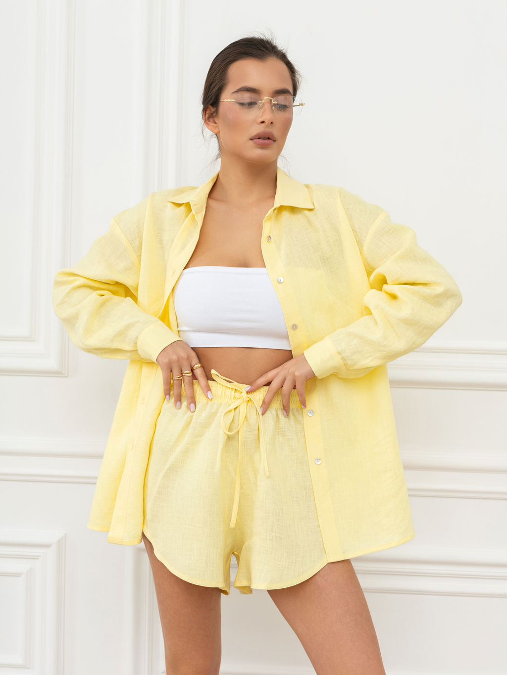 Шорты женские Лён-1 Белый - Modamica фото 19