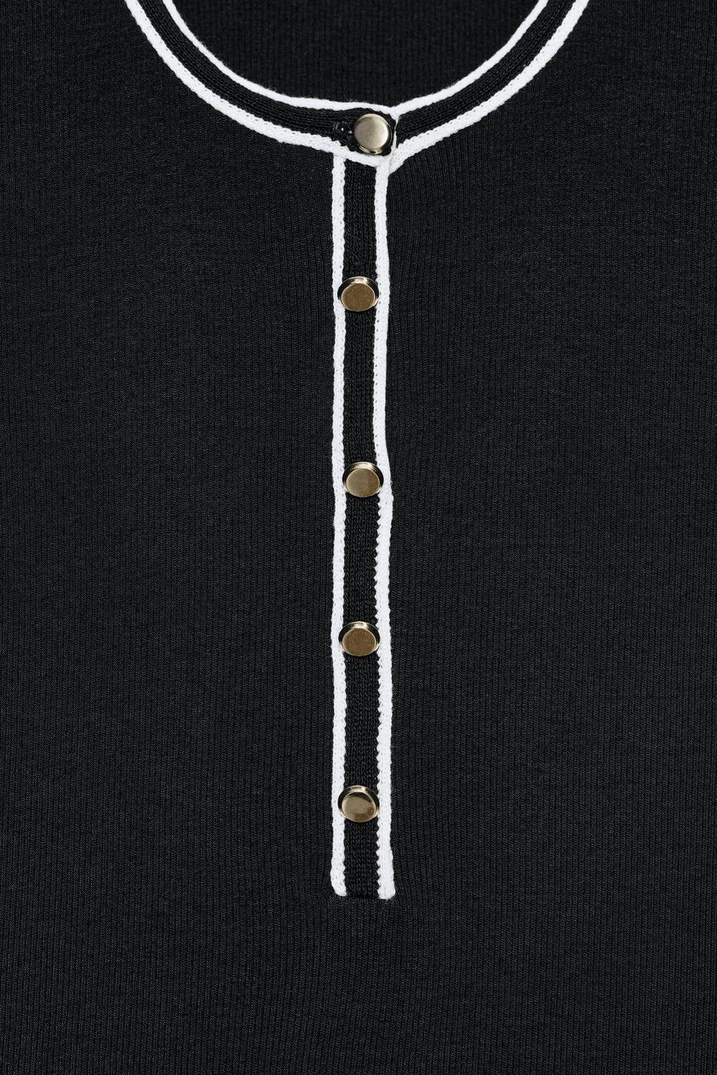 CONTRAST PIPING T-SHIRT - Zara фото 7