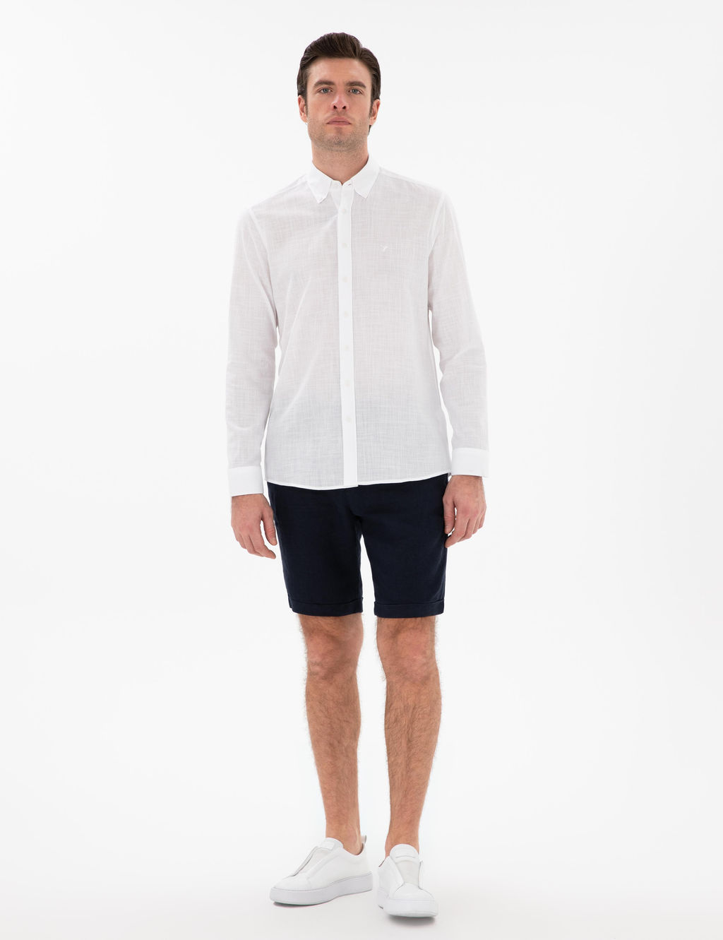 Beyaz Regular Fit D__meli Yaka Pamuklu G_mlek - Cacharel фото 4