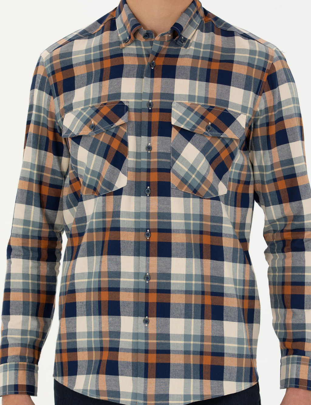 Светло-коричневая рубашка классического кроя с длинным рукавом - Cacharel фото 6