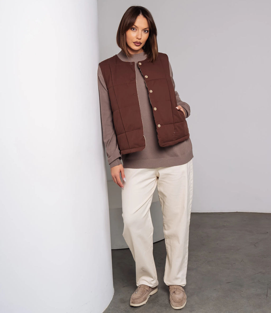 Жилет #КТ8358, коричневый