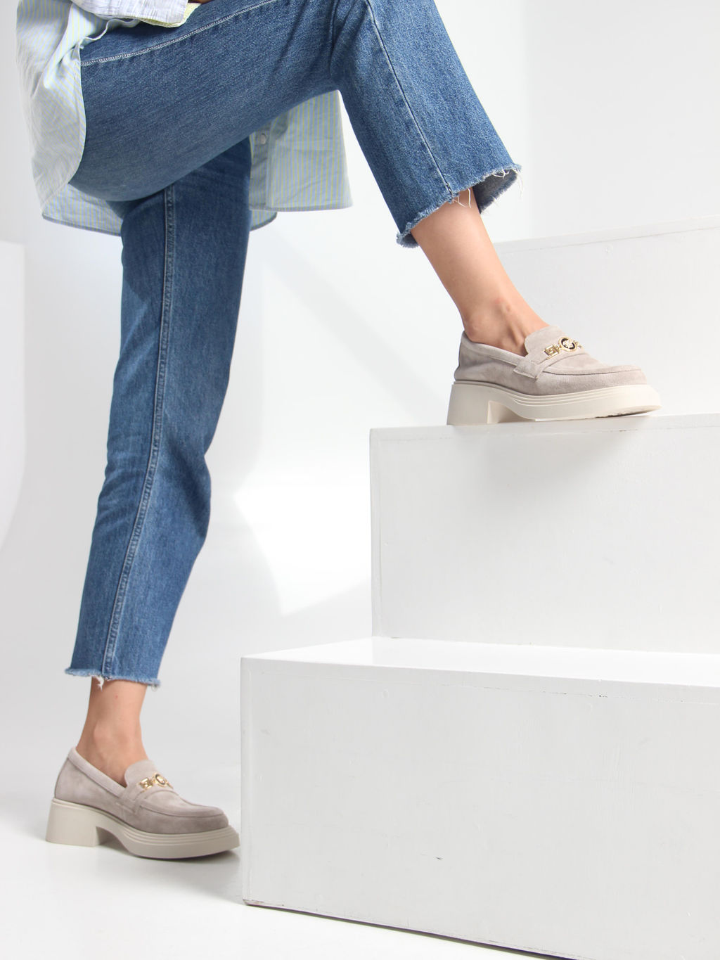 Лоферы туфли EDART 173.1453 be. каменный замша фото 15