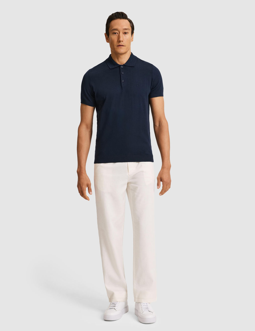 Lacivert Slim Fit Polo Yaka Saf Pamuk Triko T-shirt