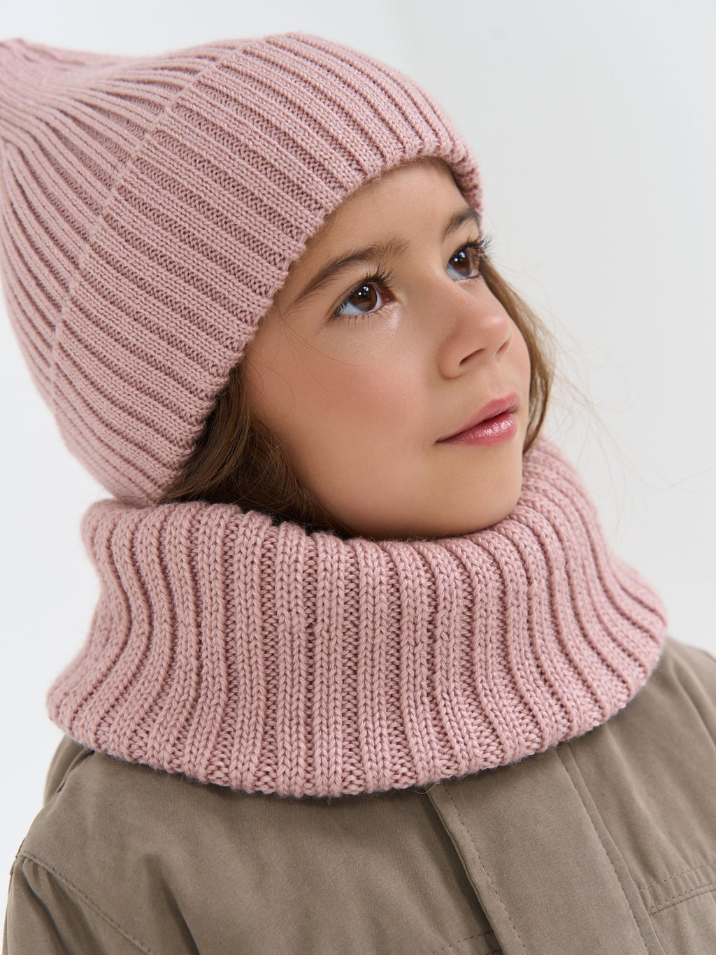 Снуд из смесовой шерсти Пудра вертикальная вязка - Bungly фото 2