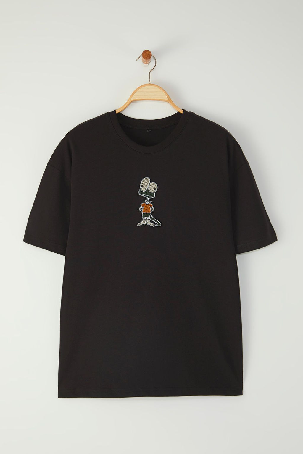 TRENDYOL MAN Mavi Oversize/Genis Kesim Nak?s Detayl? %100 Pamuk T-Shirt TMNSS25TS00199 - Trendyolmilla фото 5