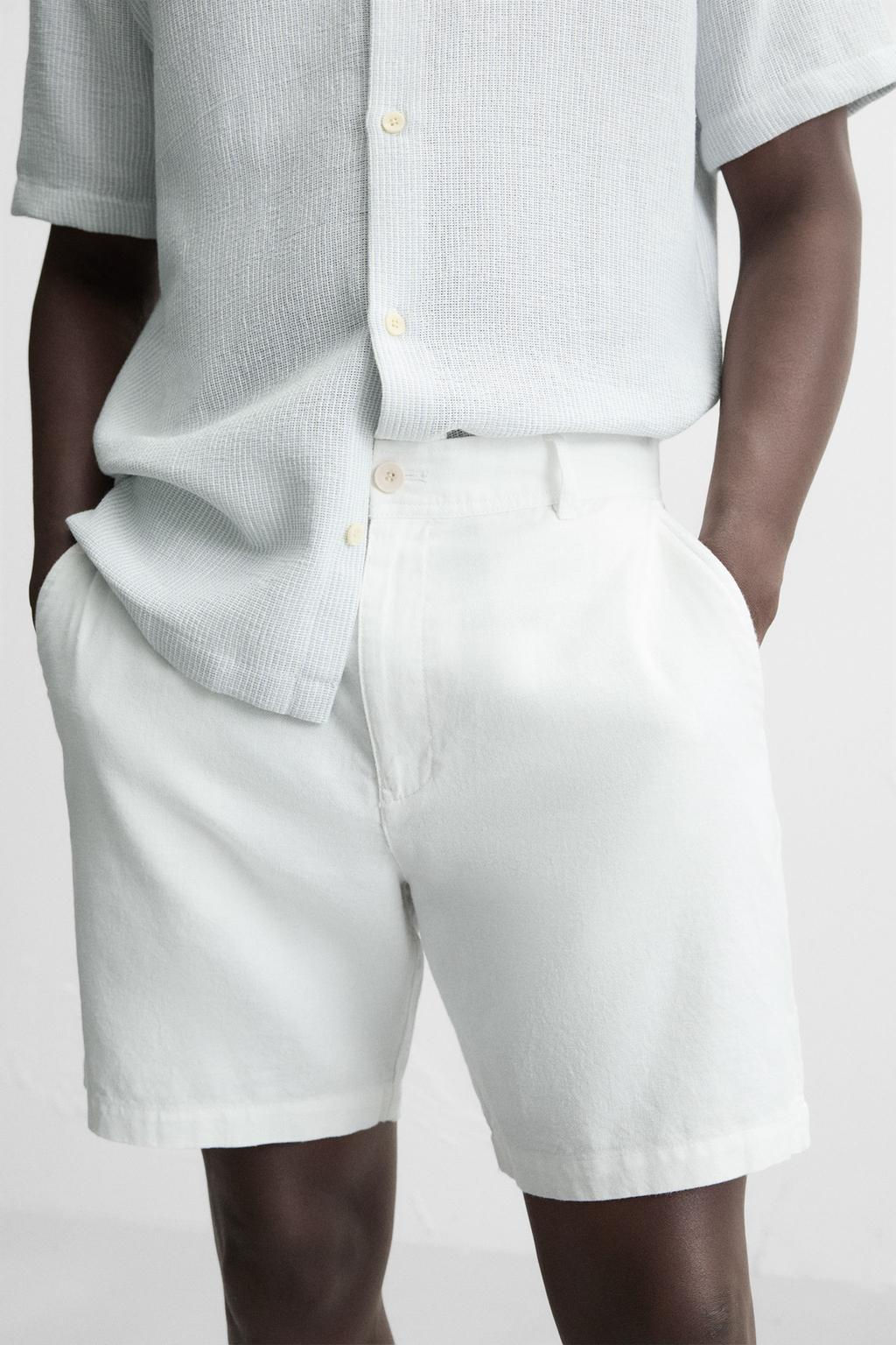 COTTON/LINEN BERMUDA SHORTS - Zara фото 6