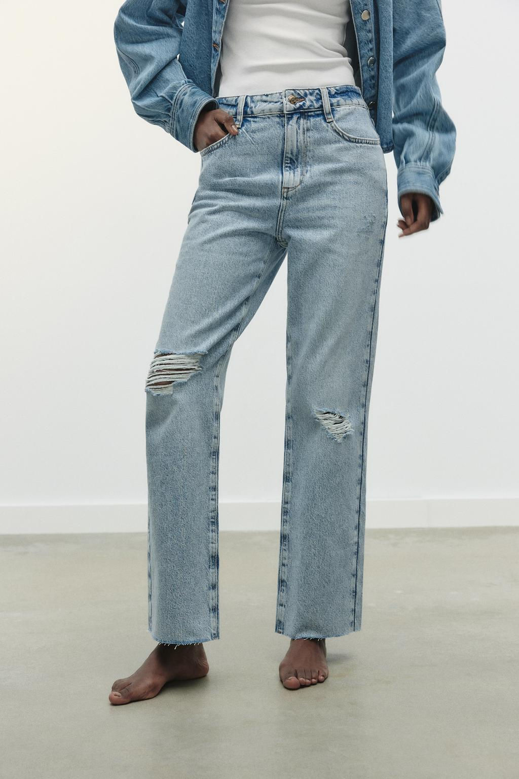 Z1975 STRAIGHT HIGH-WAIST RIPPED JEANS - Zara фото 3
