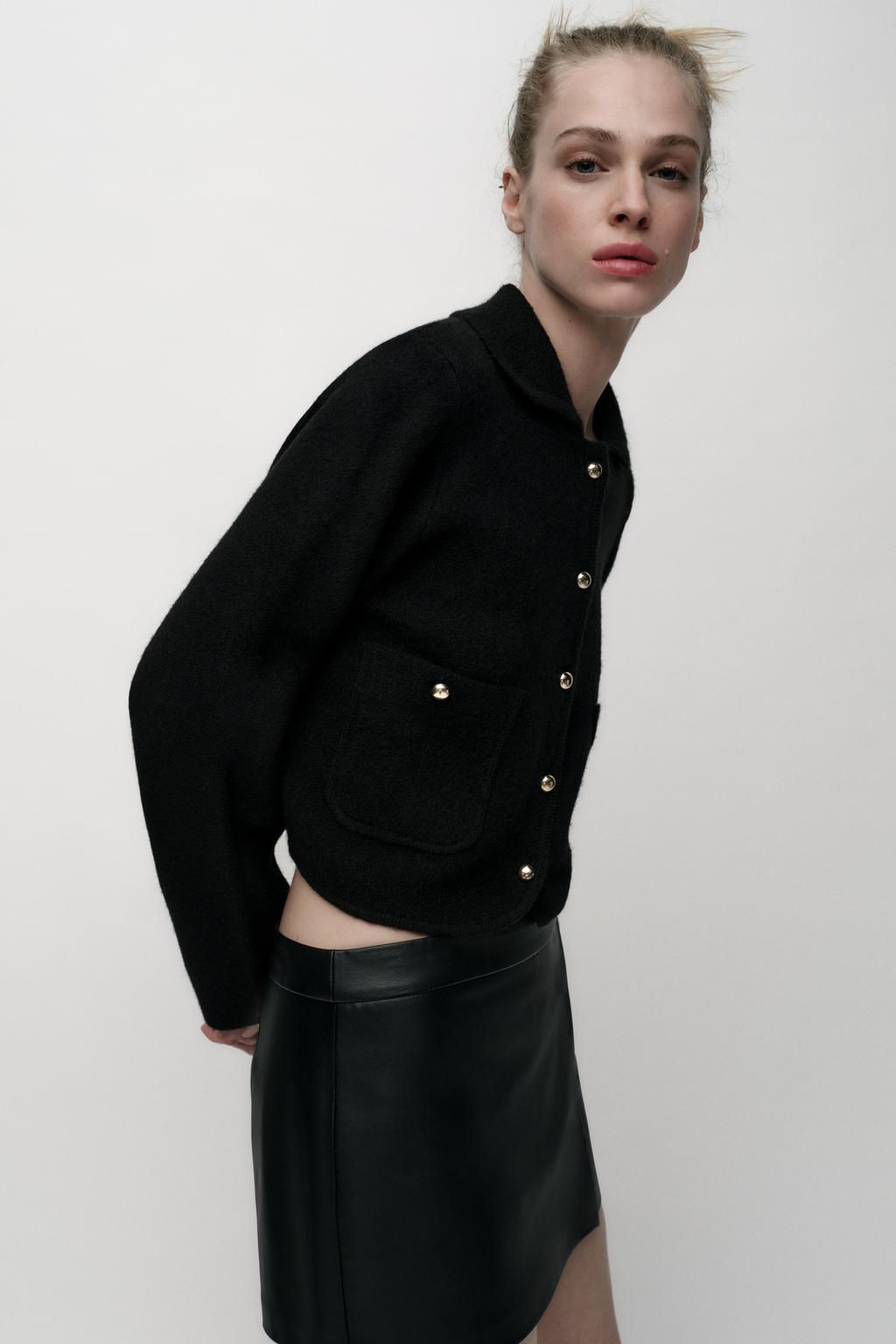 PLAIN KNIT POLO NECK JACKET - Zara фото 3