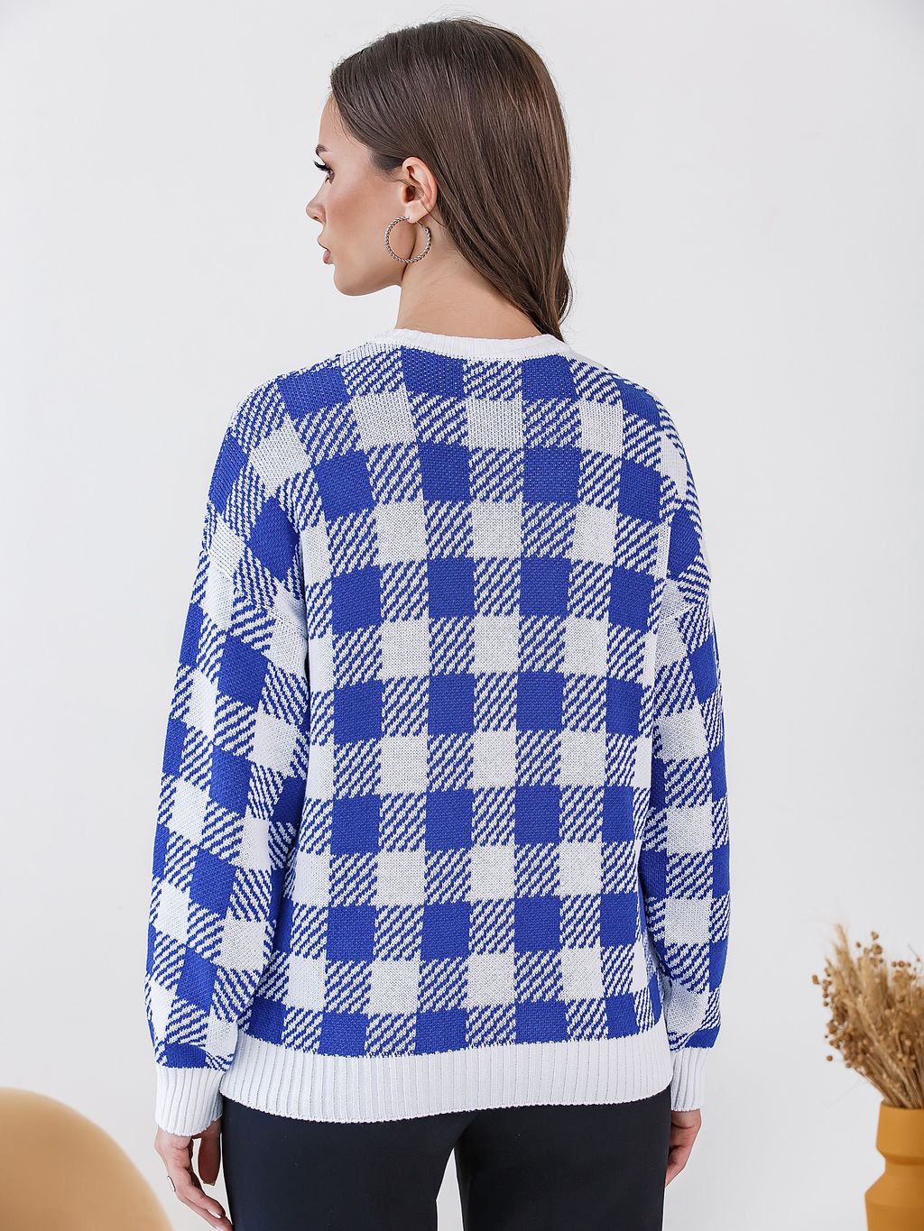 Джемпер вязаный в клетку - Stilla фото 10