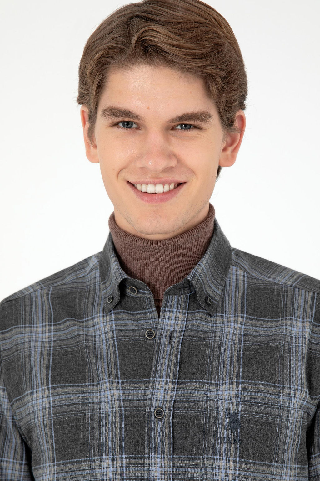 Мужская рубашка с длинным рукавом антрацитового цвета - U.s. polo assn фото 2