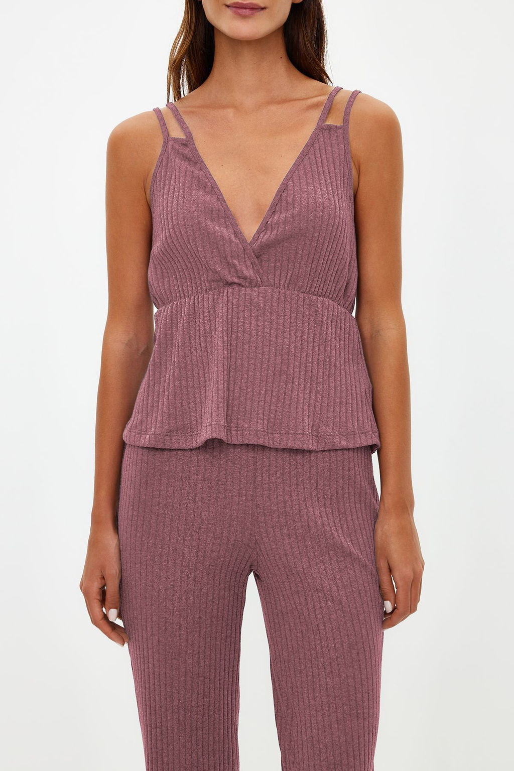 Trendyolmilla Antrasit Fitilli Ip Ask?l? Orme Pijama Tak?m? THMSS21PT0125 фото 25