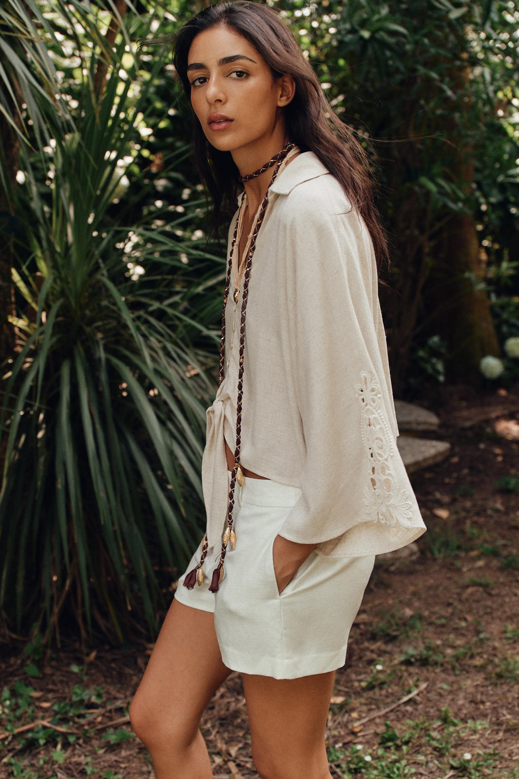 CROCHET TRIM KNOT SHIRT - Zara фото 13