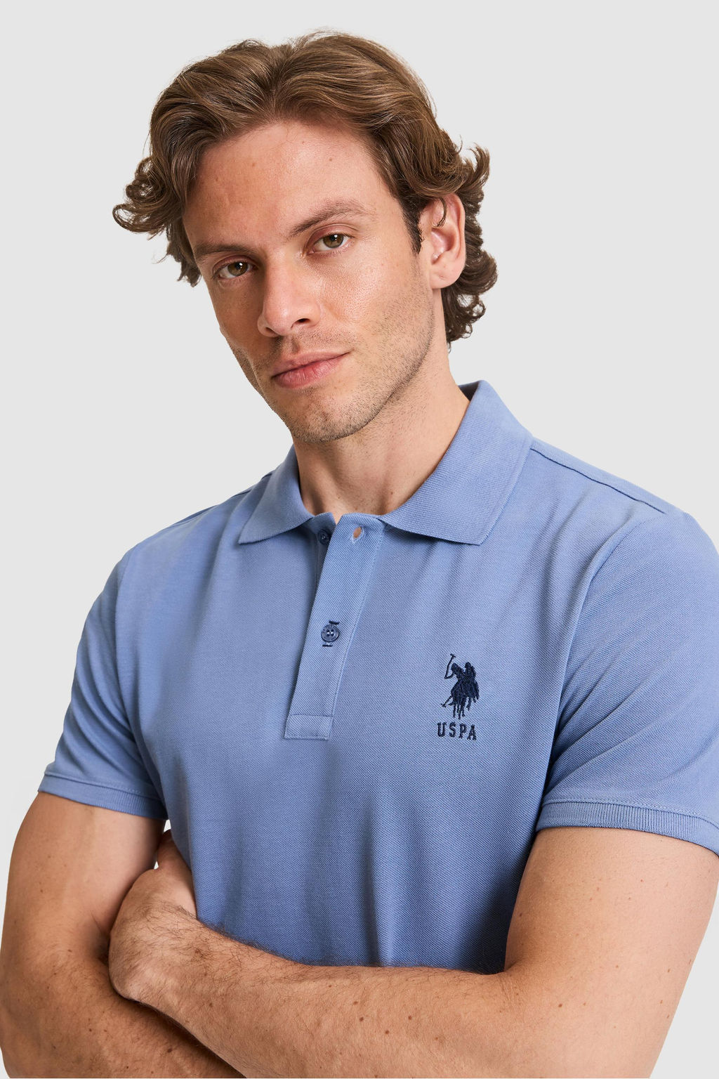 Erkek Slim Fit Polo Yaka _ndigo Basic Ti__rt