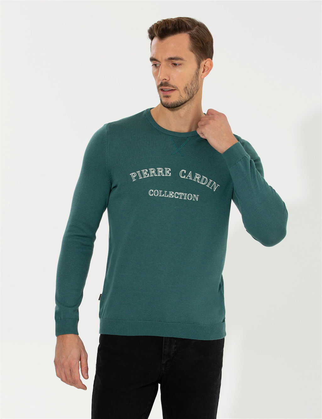 Ye_il Slim Fit Bisiklet Yaka Triko Kazak - Pierre cardin фото 2