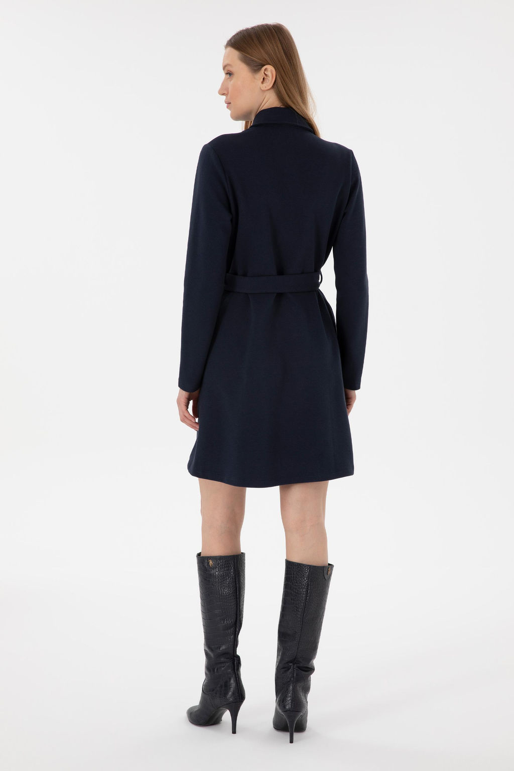 Женщина темно -синее вязаное платье Сурси - U.s. polo assn фото 4