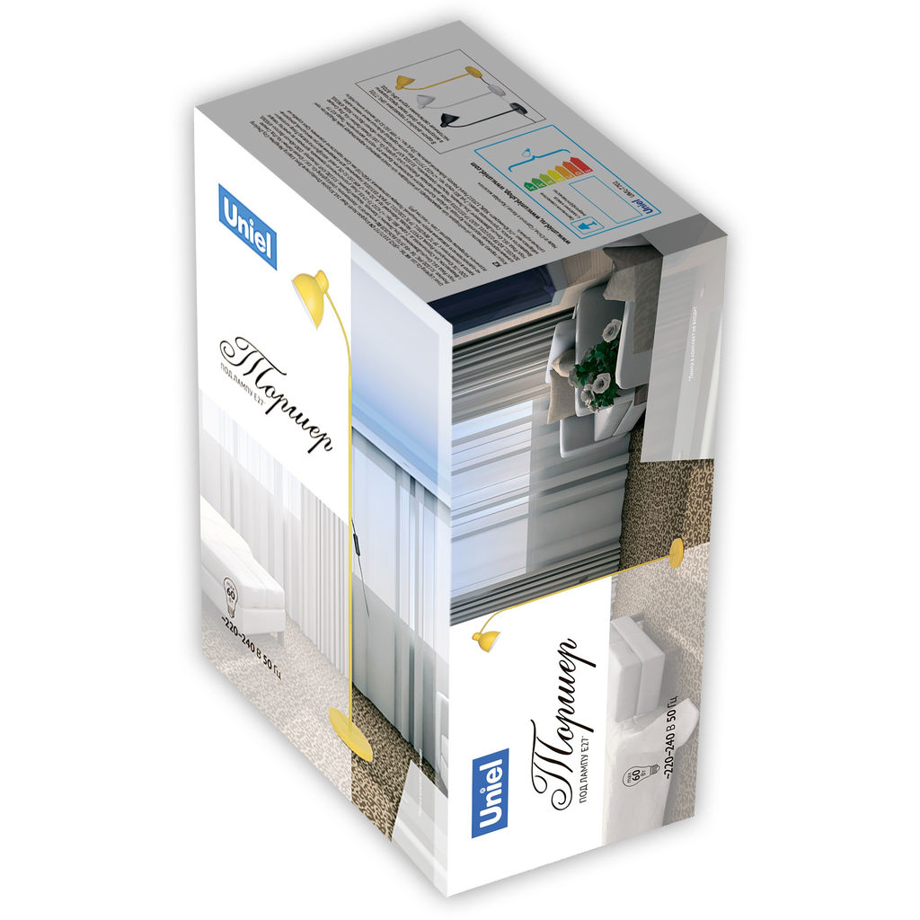 UML-T701 E27 WHITE Торшер напольный под лампу Е27, 60W, с регулировкой наклона. Механический выключатель. Белый. ТМ Uniel - Volpe фото 12