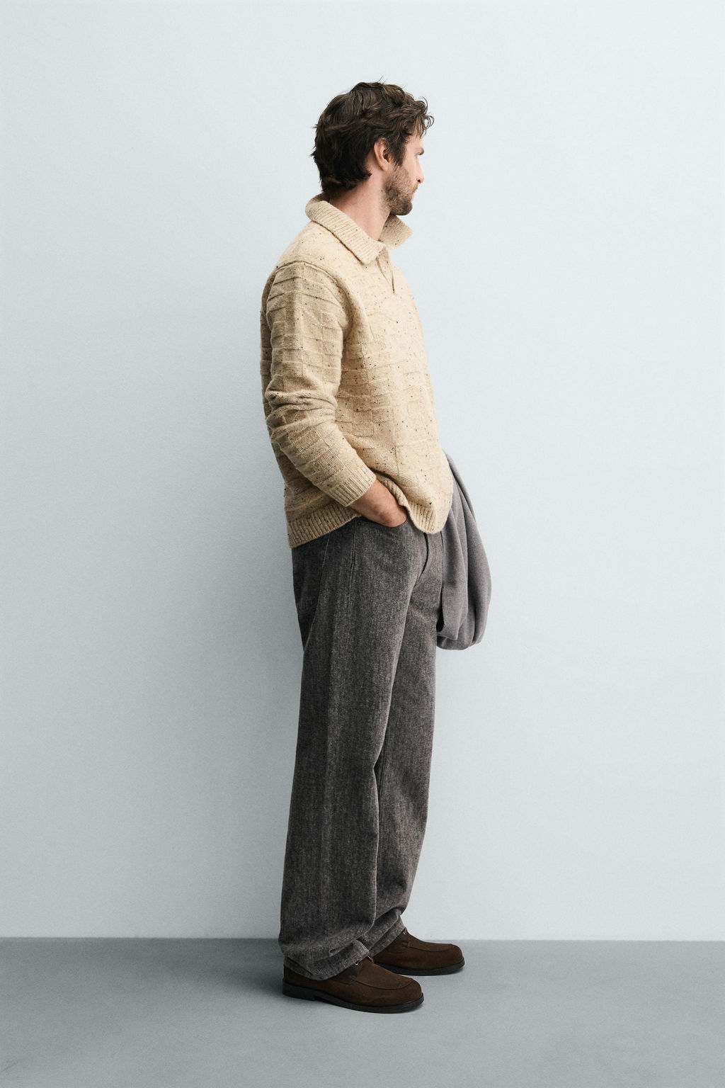 100% WOOL KNIT POLO SHIRT WITH BUTTONS - Zara фото 8