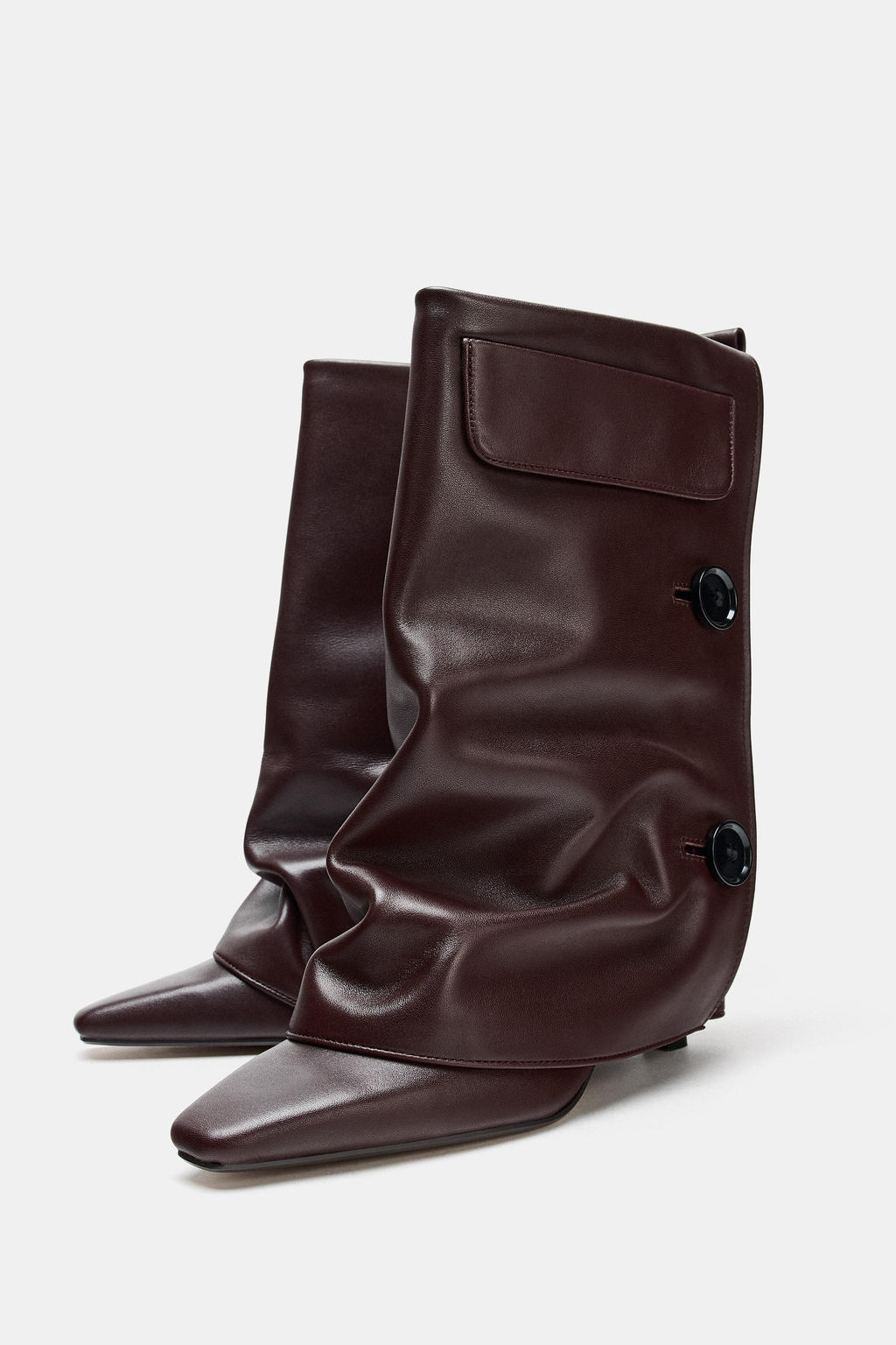 LEATHER FOOTED LEGGINGS HEELED ANKLE BOOTS - Zara фото 6