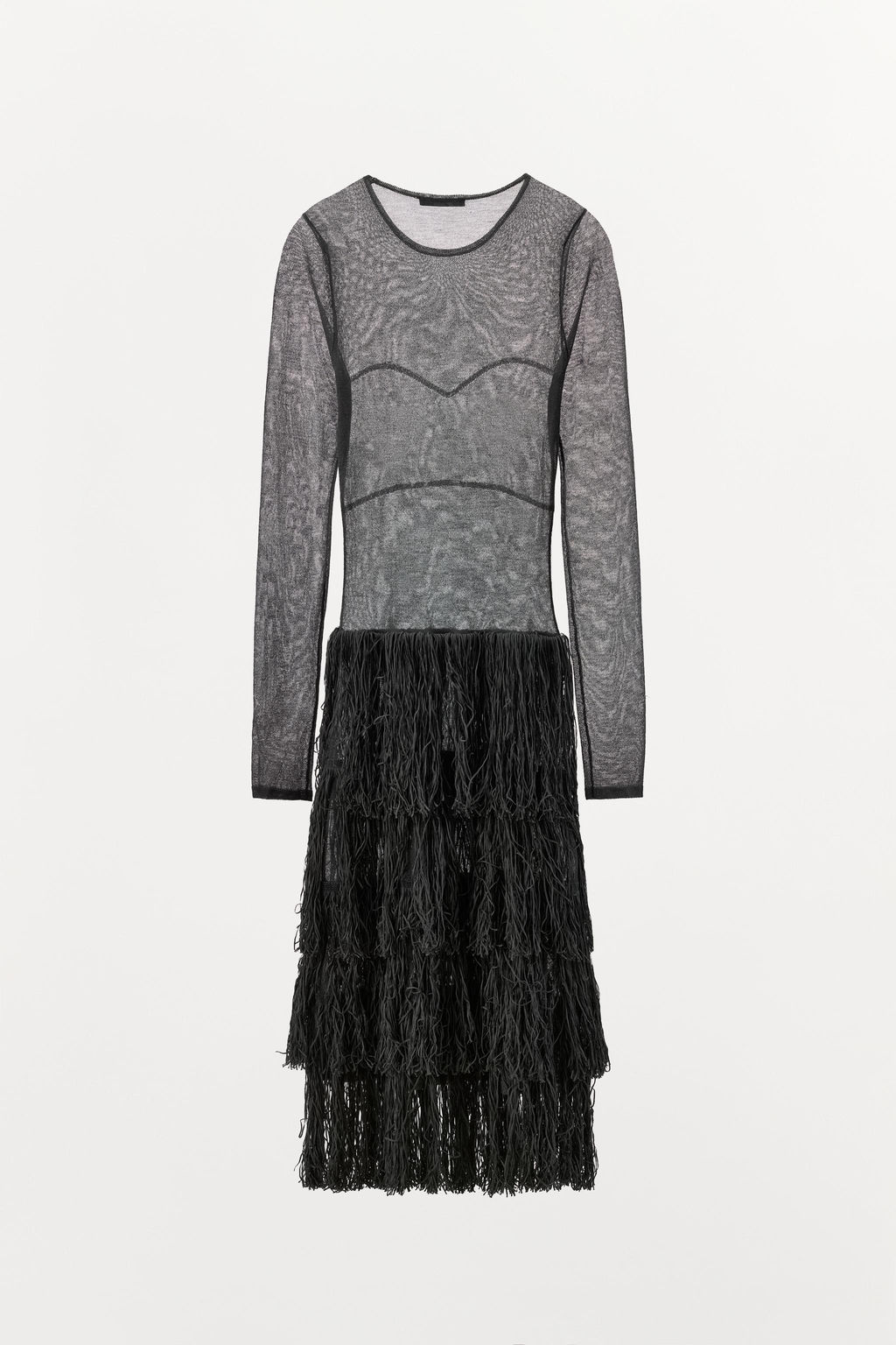 METALLIC THREAD KNIT DRESS WITH FRINGING - Zara фото 7