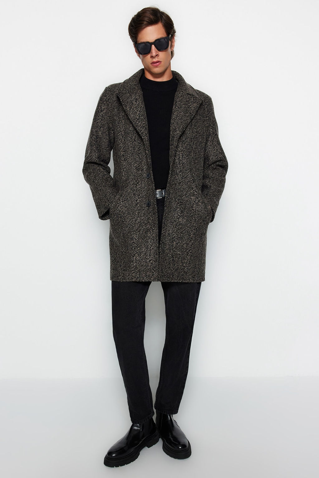 TRENDYOL MAN Siyah Erkek Regular Fit K?sl?k Kase Kaban TMNAW24KB00003 - Trendyolmilla фото 2