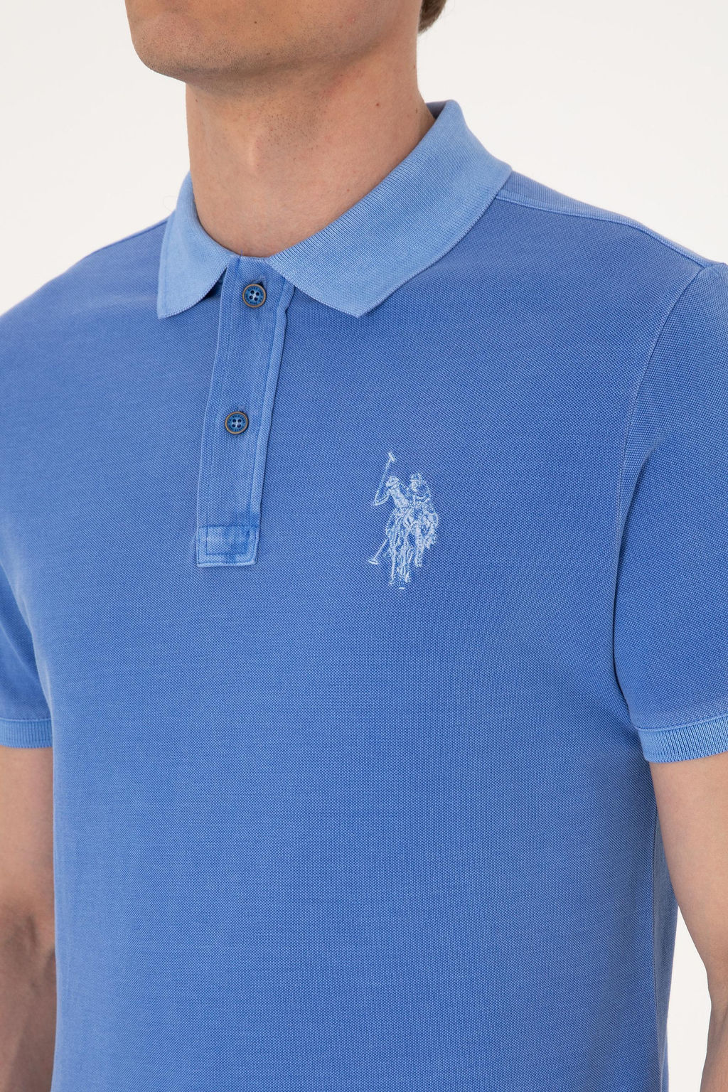 Erkek Slim Fit Polo Yaka _ndigo Y_kamal_ Basic Ti__rt Sepette S_rpriz _ndirim - U.s. polo assn фото 13