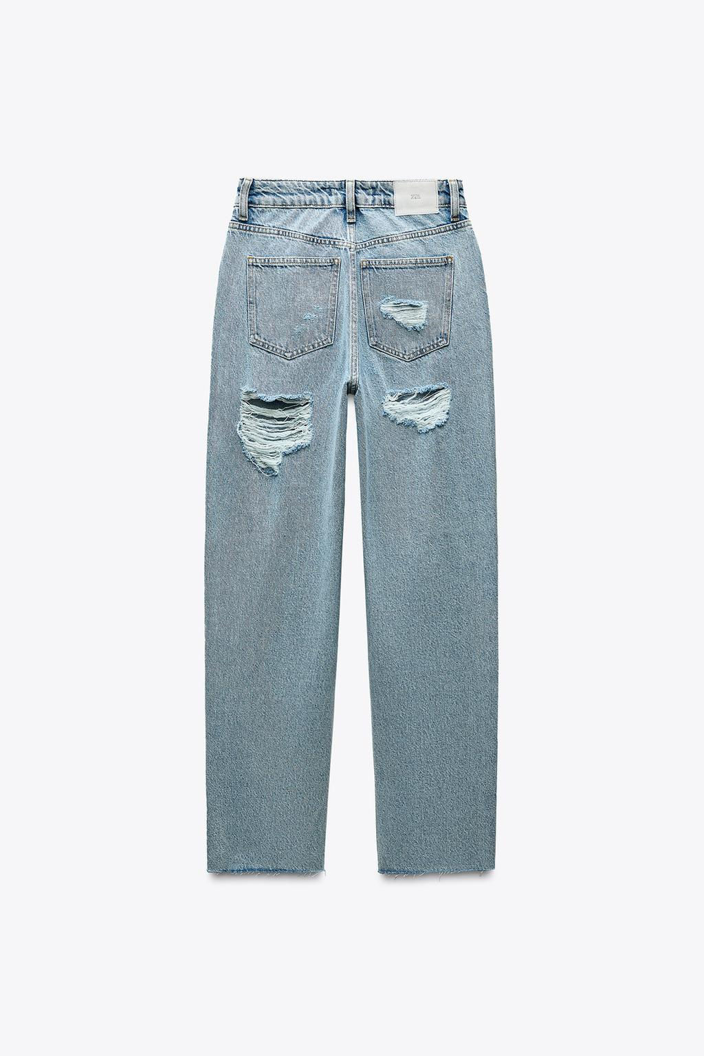 Z1975 STRAIGHT HIGH-WAIST RIPPED JEANS - Zara фото 7